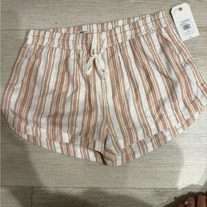 NWT Billabong High Waist Striped Tan Shorts